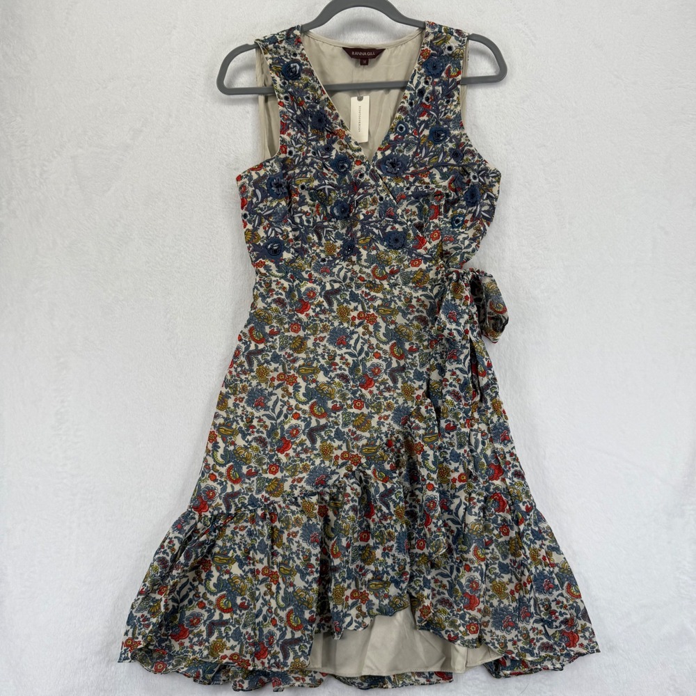 Ranna Gill Anthropologie Floral Print Sleeveless Wrap Dress - Size M